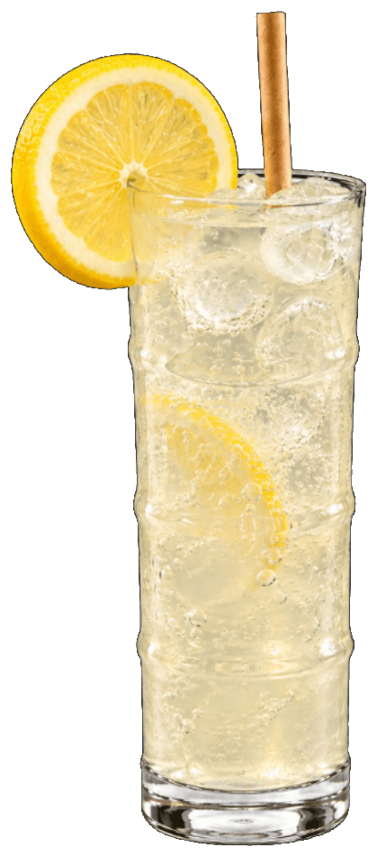 Citronnade gazeuse maison avec glaçons et citron