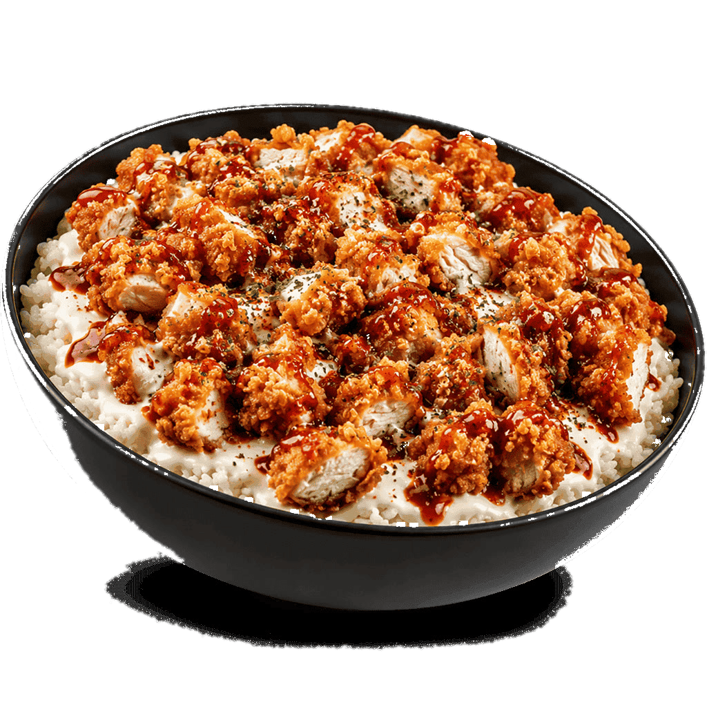 Poulet croustillant avec sauce et riz