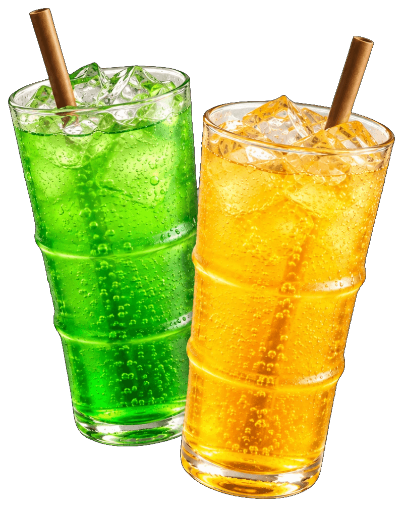 Deux diabolos menthe et citron avec glaçons