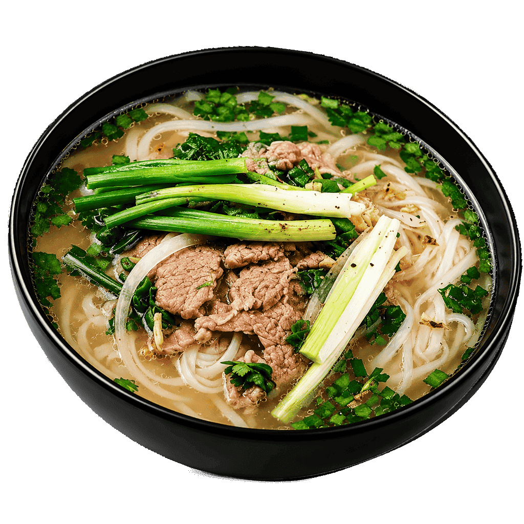 Bol de phở vietnamien aux herbes fraîches